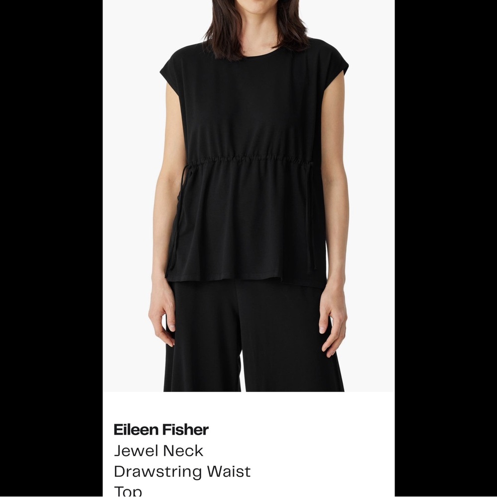 Eileen Fisher Black Jewel Neck Blouse